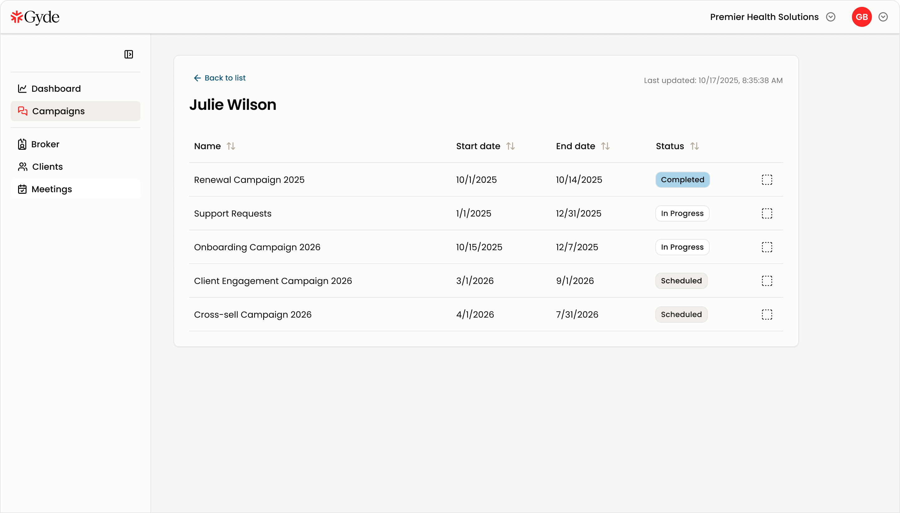 Gyde Broker Portal Campaigns