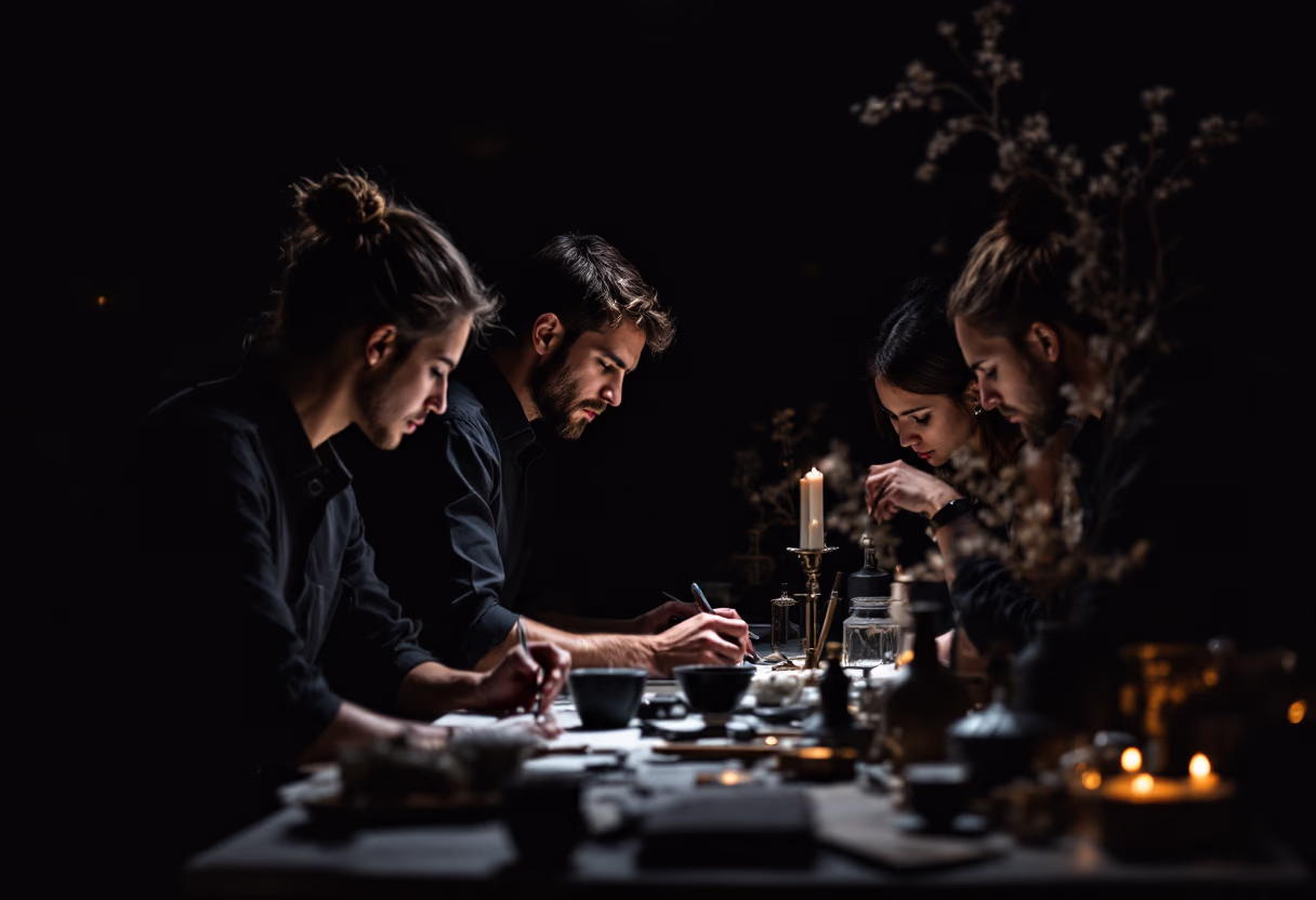 mood-driven snapshot of a group workshop