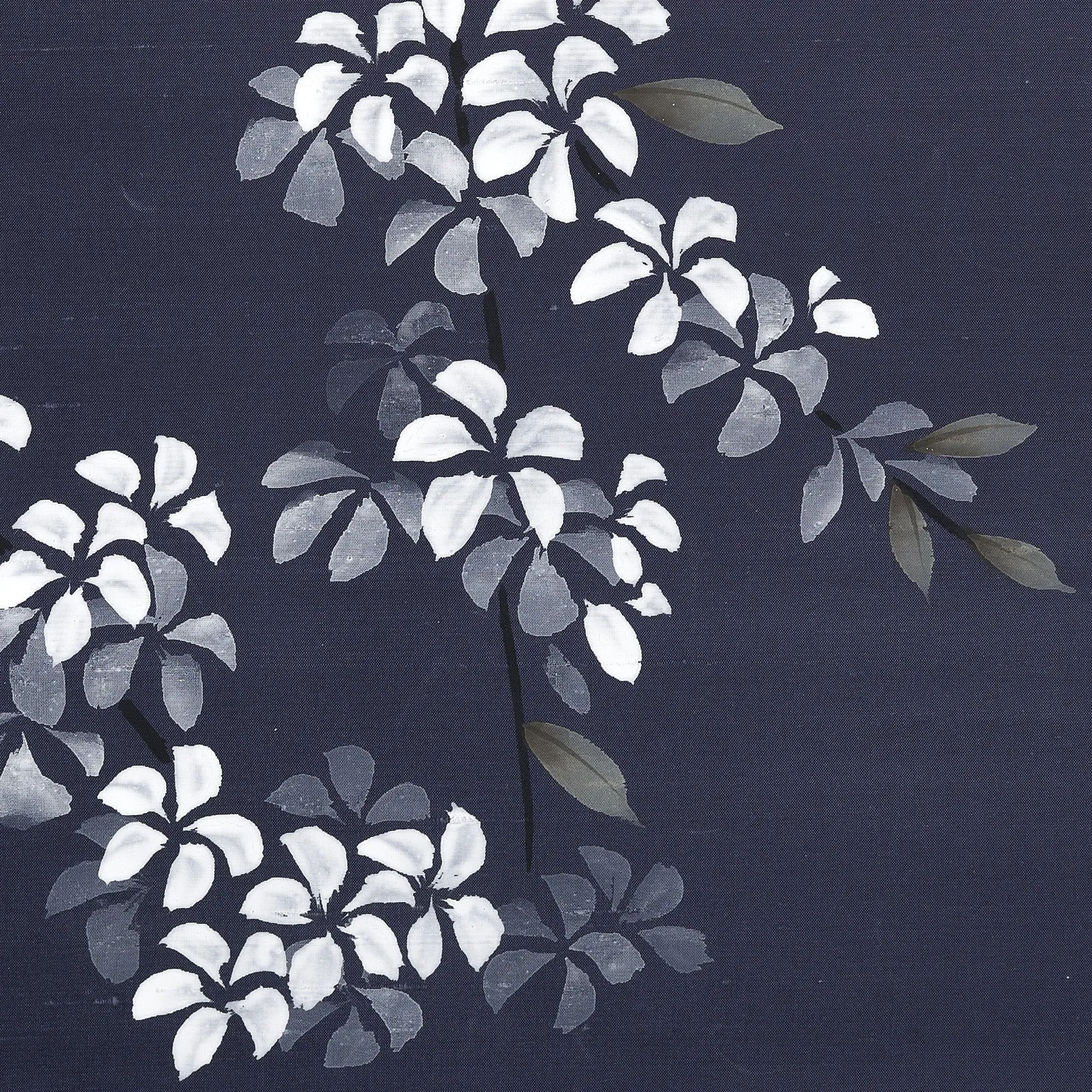 Blossom Canopy Chinoiserie hand-painted wallcovering in Midnight, featuring cascading blooms on a rich midnight silk ground by Stang Design.