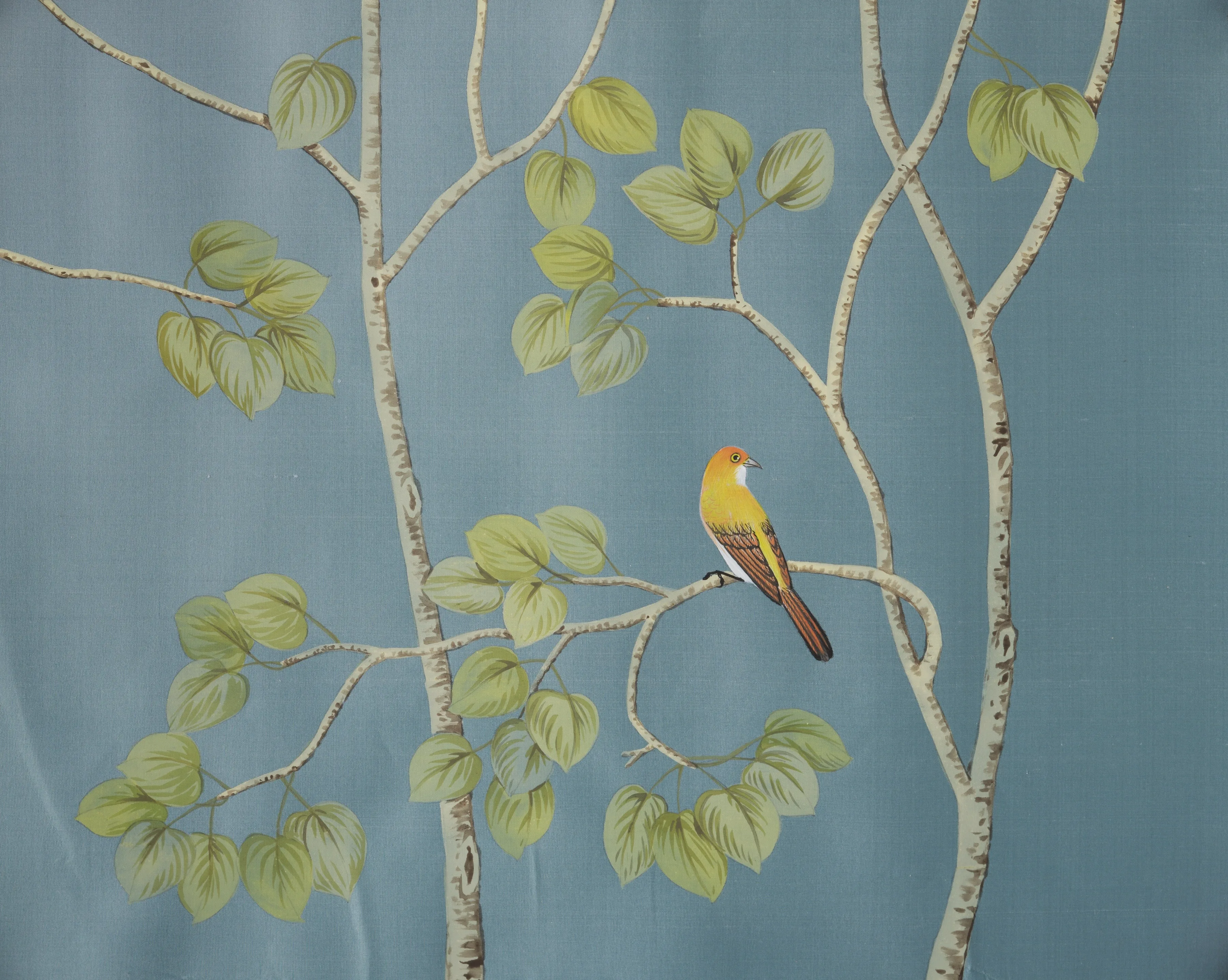 Sierra Summer Chinoiserie hand-painted wallpaper in Lake by Stang Design.