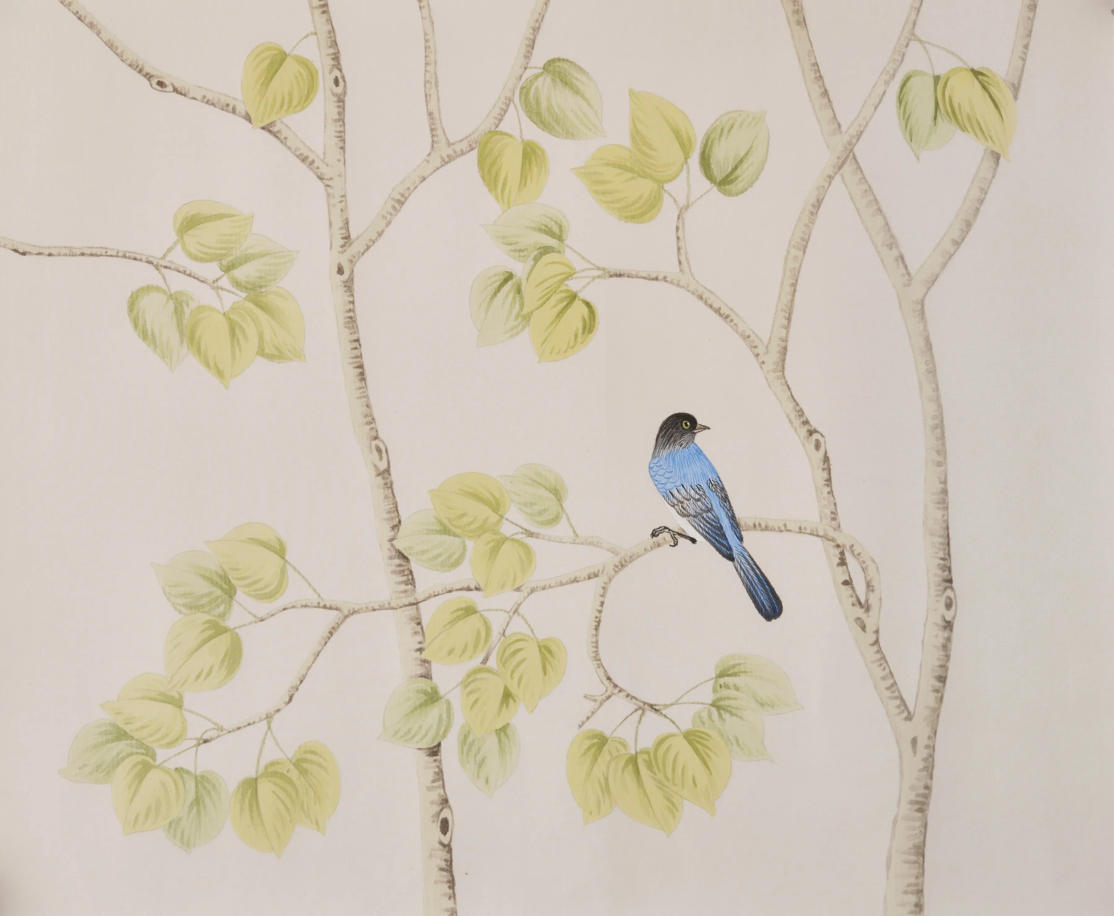 Sierra Summer Chinoiserie hand-painted wallpaper in Snowflake by Stang Design.