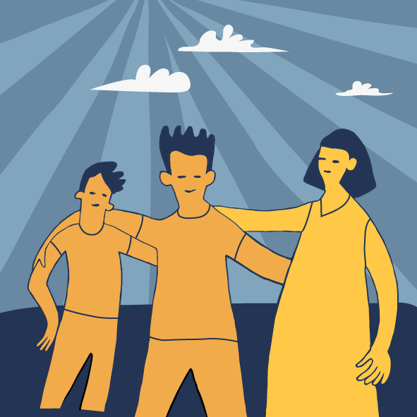 Three people together