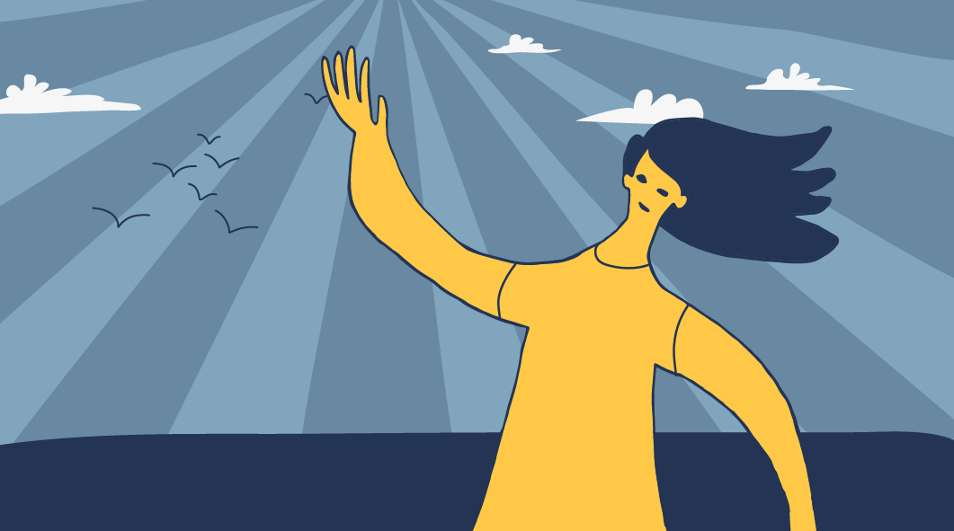 A girl in the open ait