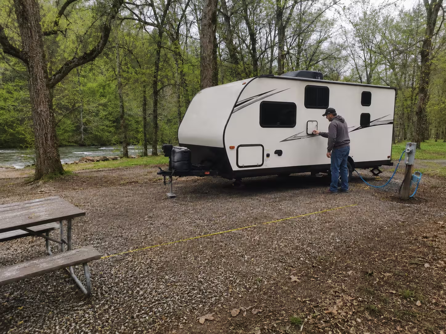 Small RV at Ozarks campground near Springfield, Missouri