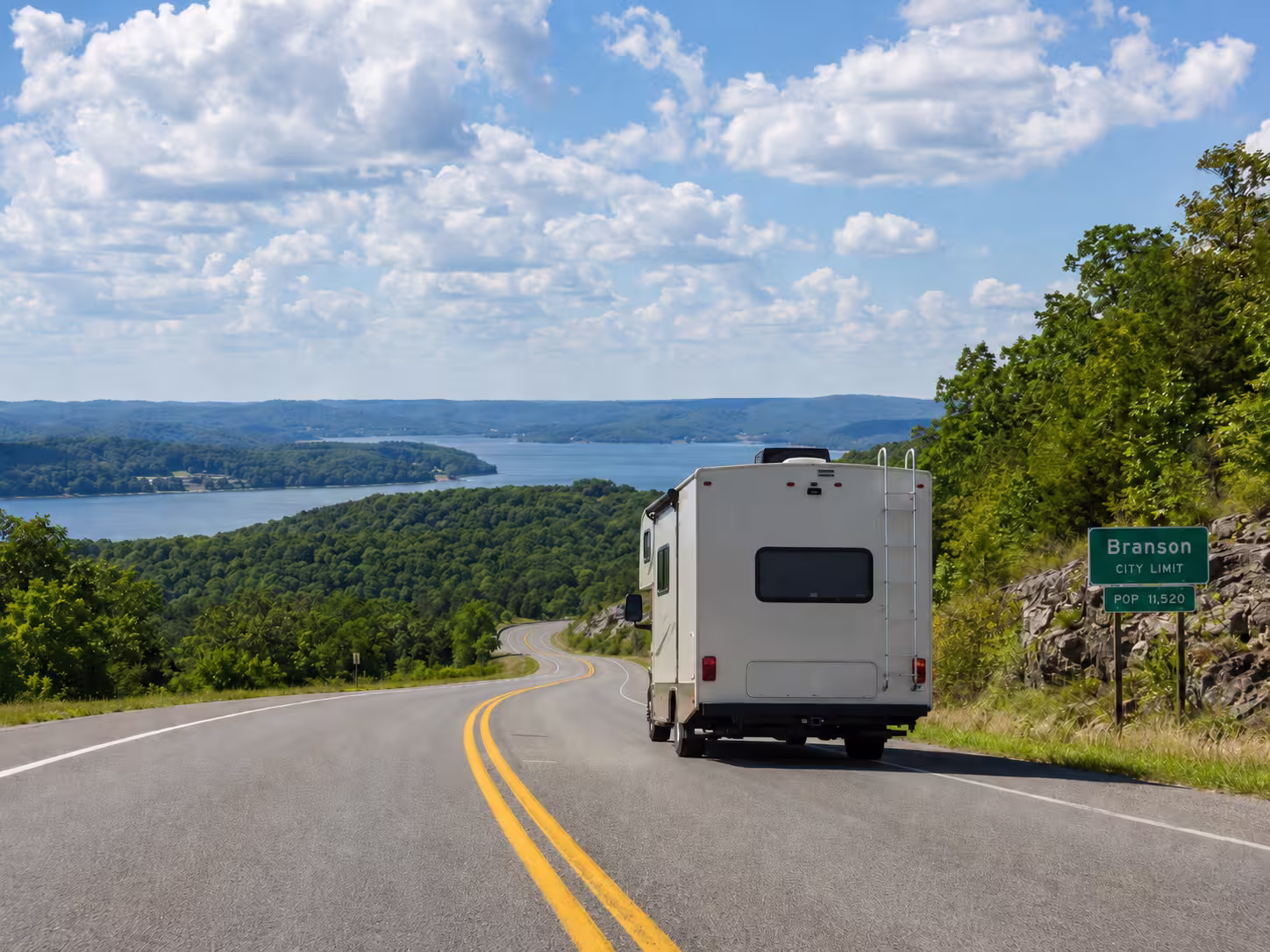 Camper on an Ozarks route near Springfield, Missouri