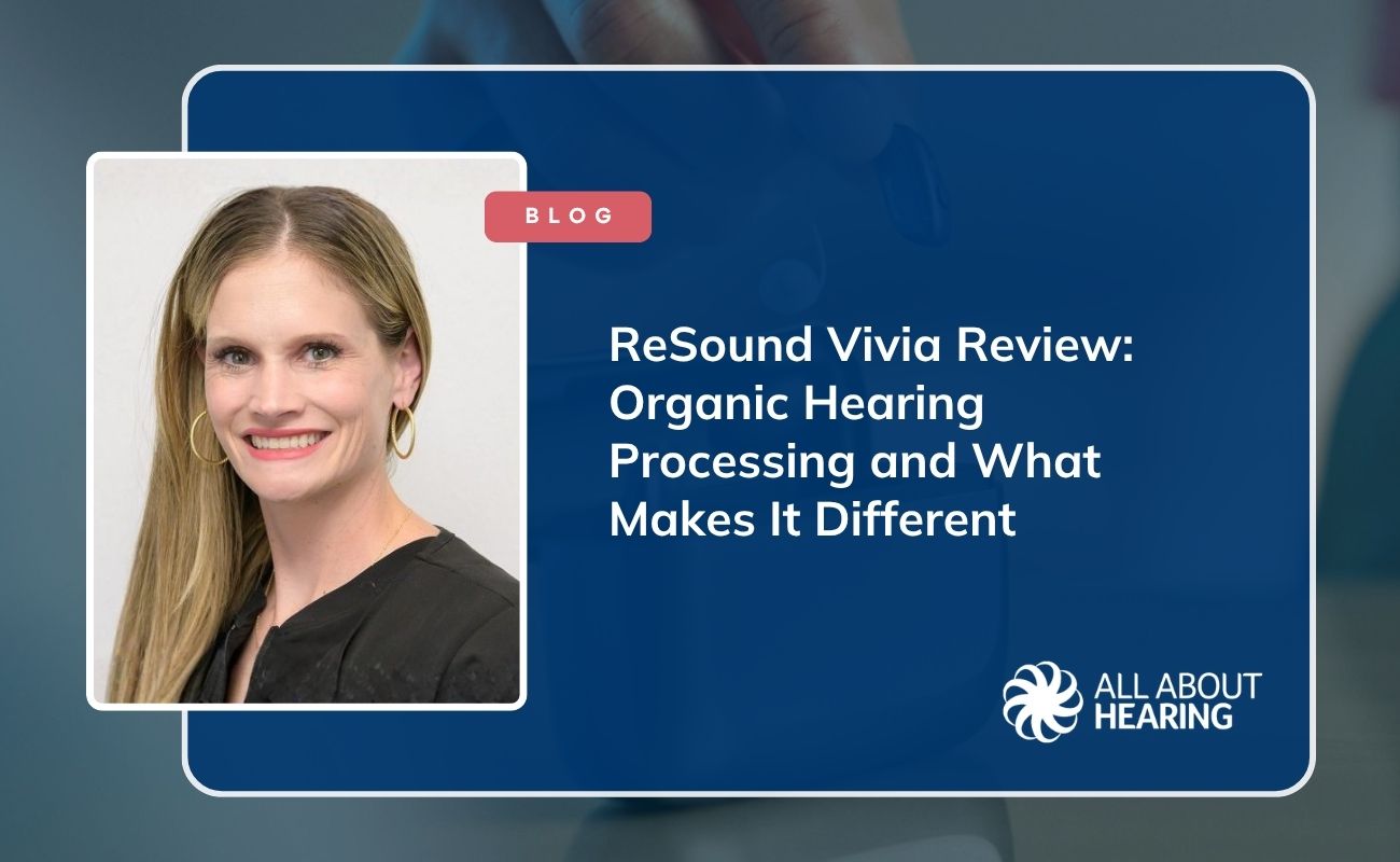 The ReSound Vivia uses Organic Hearing technology to support the brain's natural sound processing rather than replacing it with constant AI-driven audio manipulation.