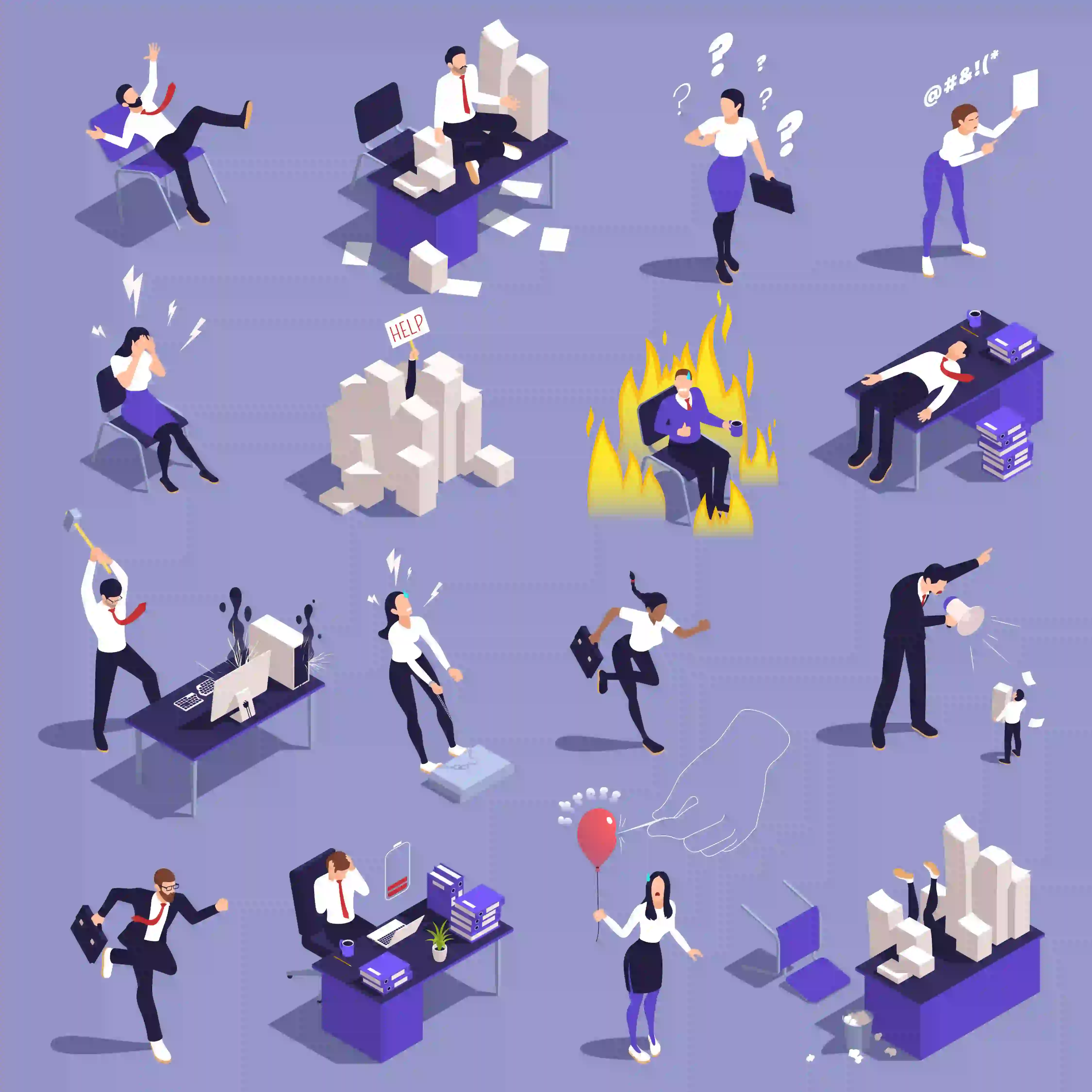 Illustration d’une équipe débordée et désorganisée, symbole d’une croissance incontrôlée