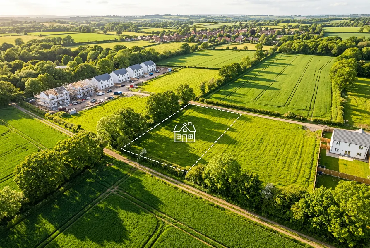 Luftfoto af boligområde med nybyggeri