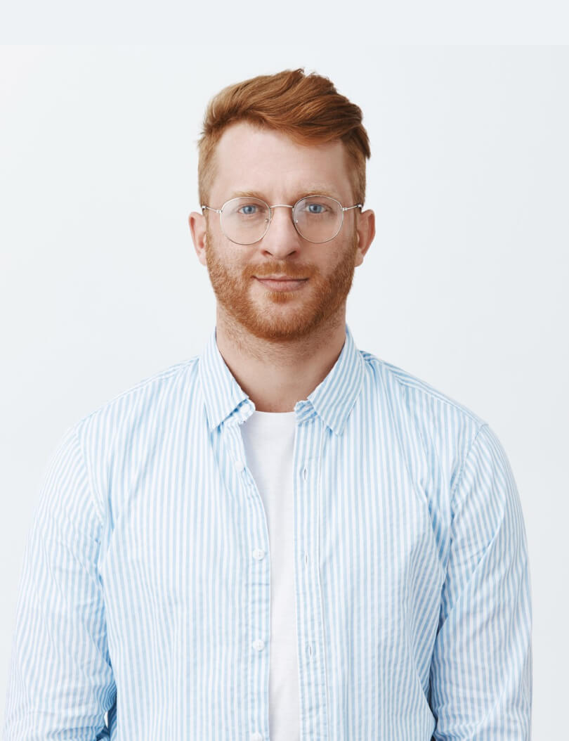 Young man in light blue shirt