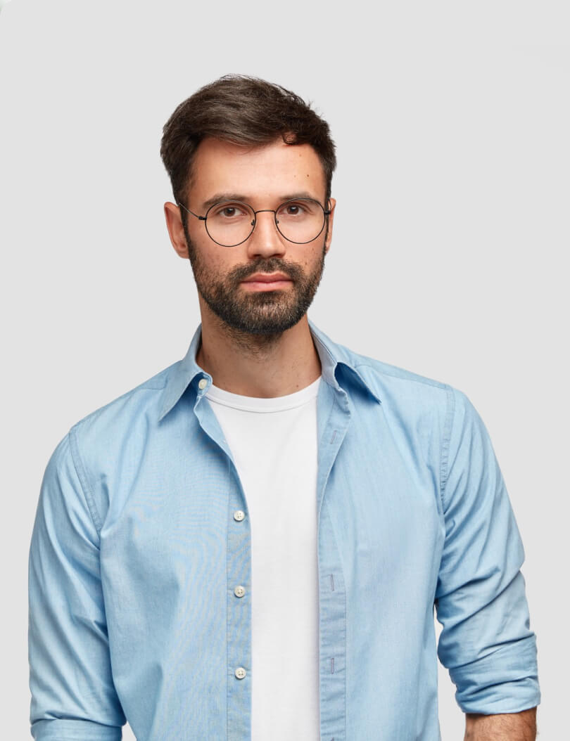 Man with beard wearing glasses