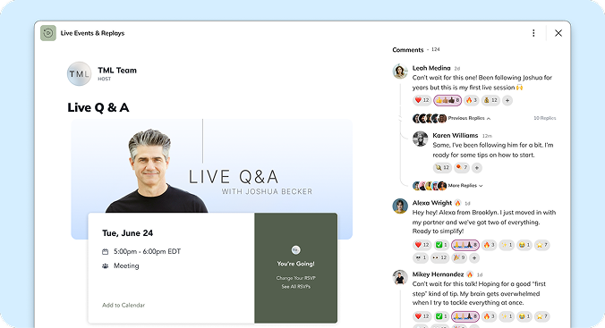 A screen shot of a web page with a live q & a on it.