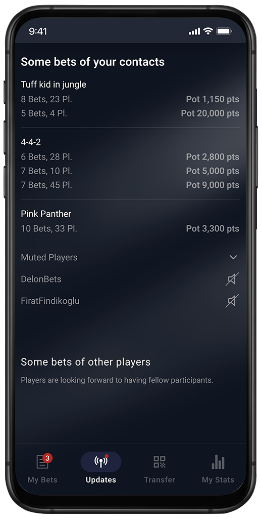 Mobile app screen showing My Stats with various hit rates and progress bars for match results, halves, goals, and scoring statistics.