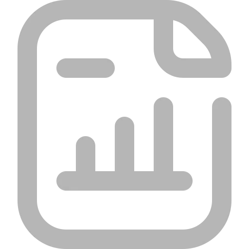 Gray icon of a document with a bar chart showing three ascending bars.