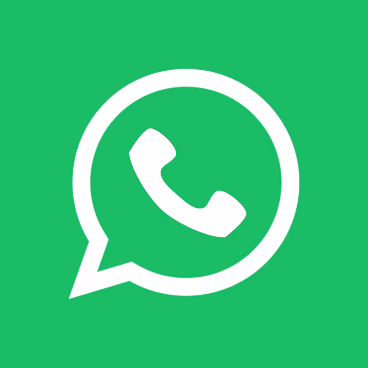 WhatsApp logo with white phone icon inside a speech bubble on a green background.
