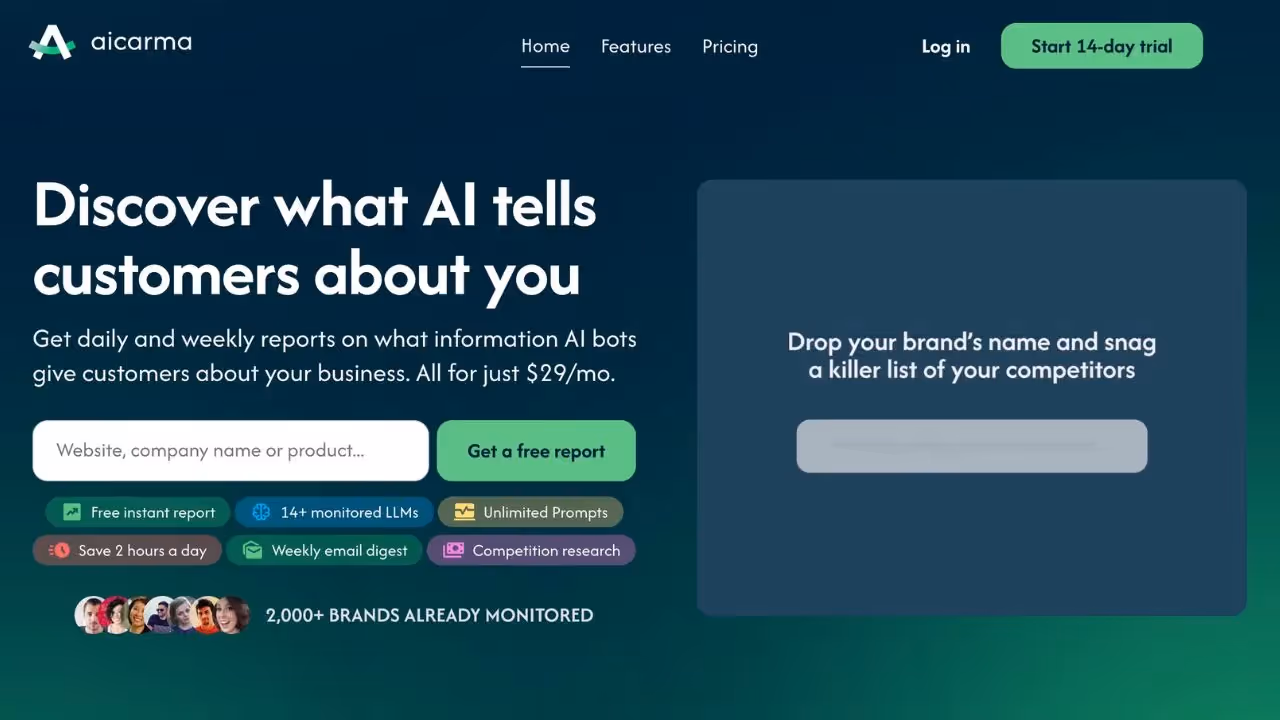 AICarma AI mention-tracking software