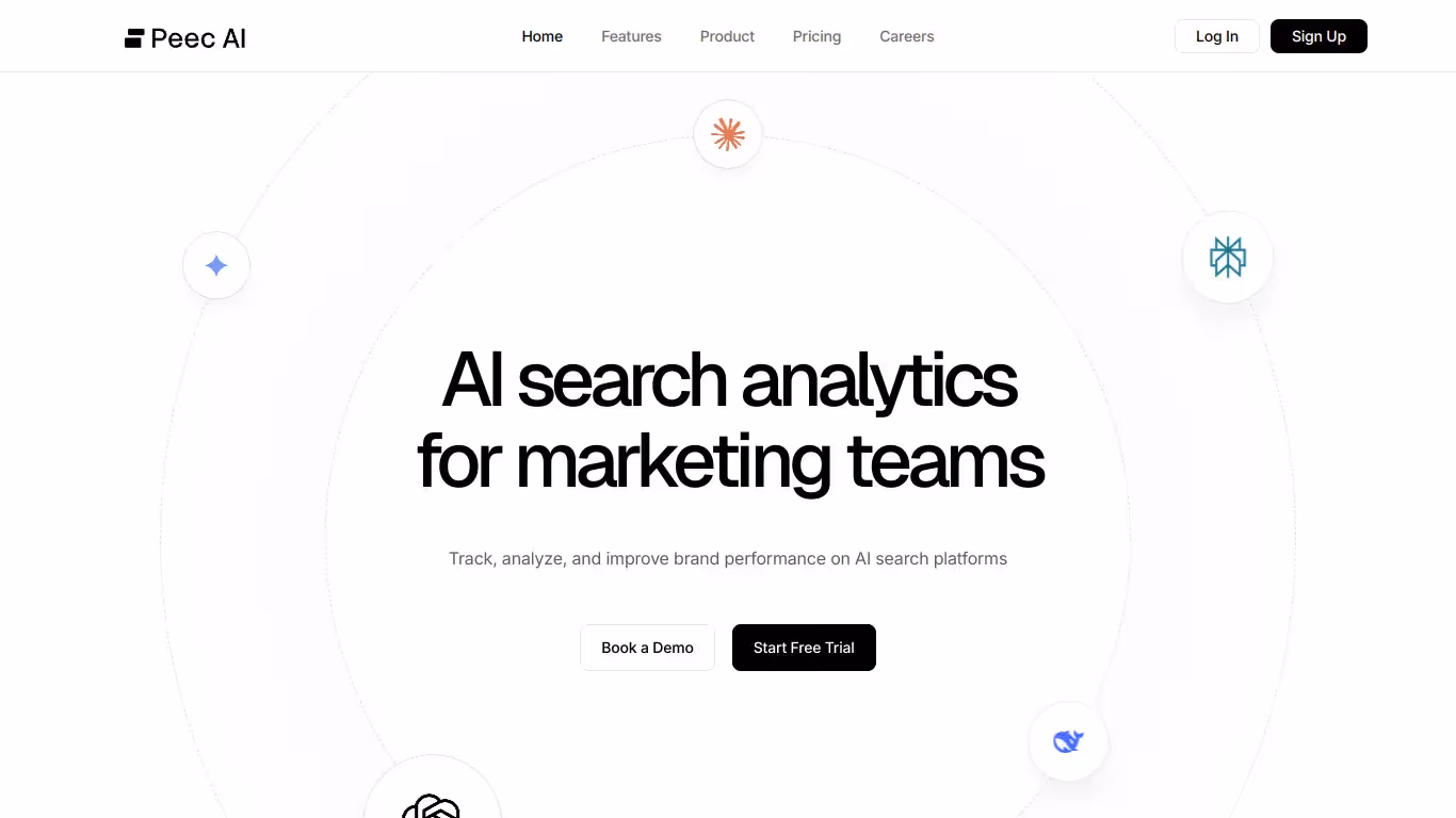 Site web du logiciel Peec AI