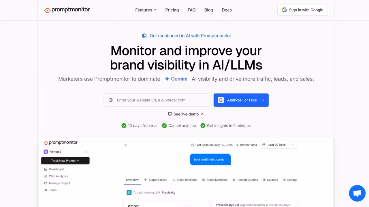 PromptMonitor AI mention tracking software