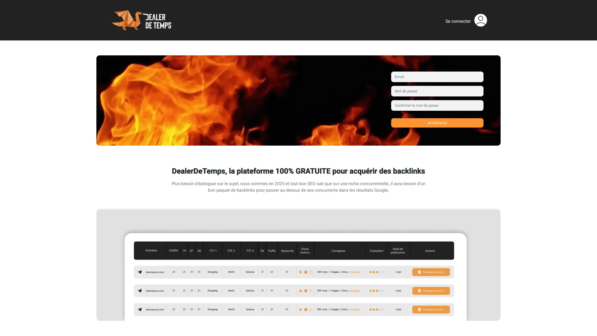DealerDeTemps plateforme de netlinking