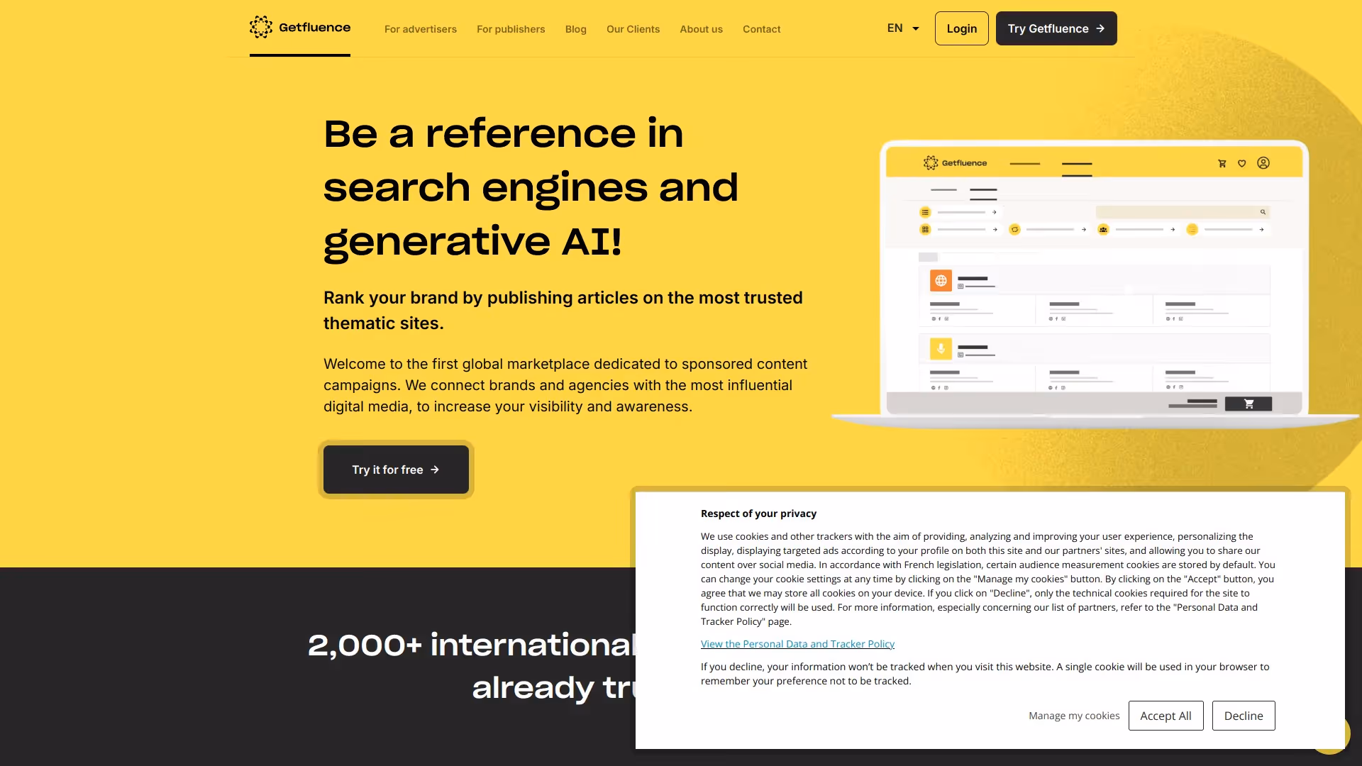 Getfluence link building platform