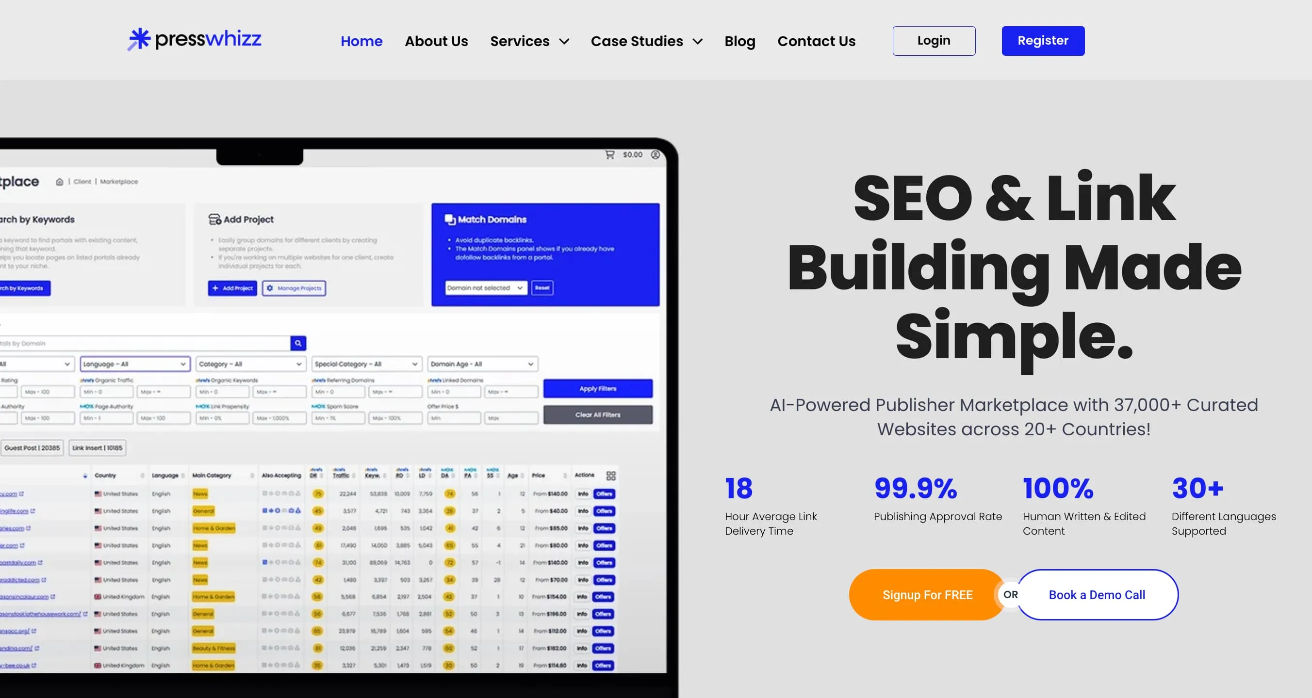 Presswhizz plateforme de netlinking