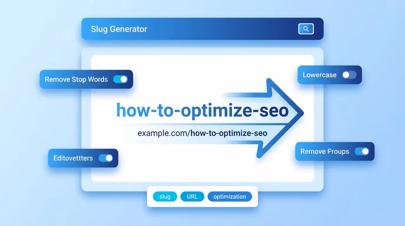 URL slug generator converting text into clean SEO-friendly slugs with accent removal