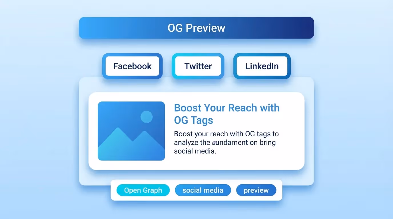 Open Graph preview tool showing how links appear on Facebook, Twitter, LinkedIn and WhatsApp