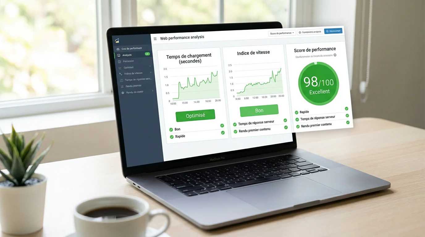 Tableau de bord d'analyse de performance technique pour le référencement Google