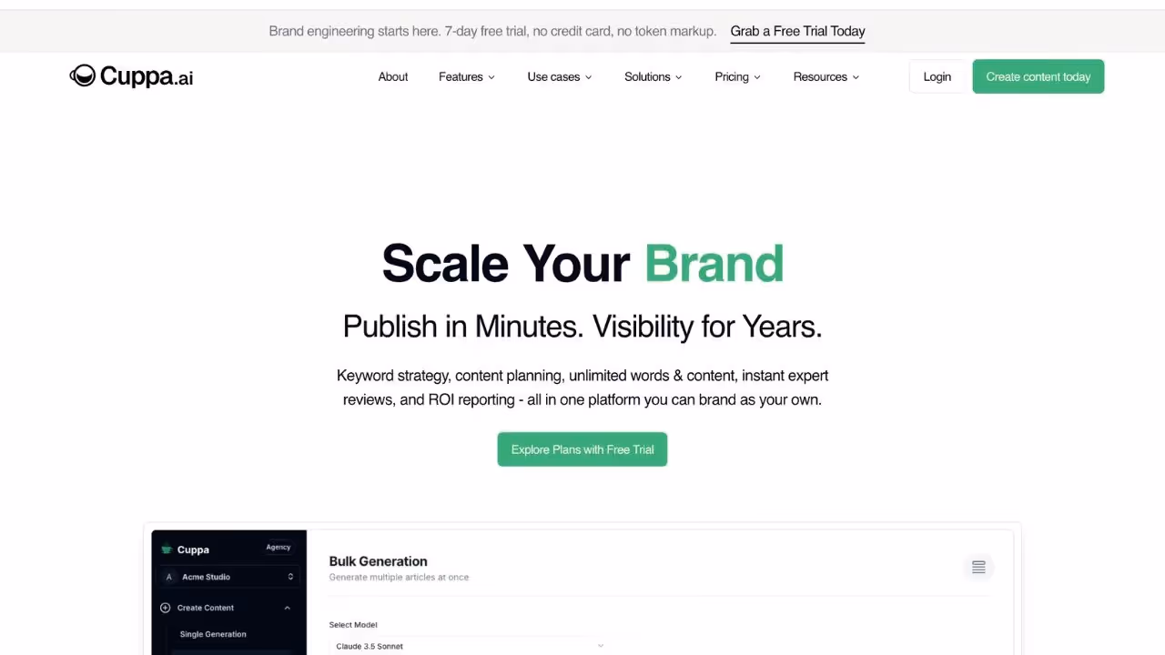 Cuppa.ai content generation platform