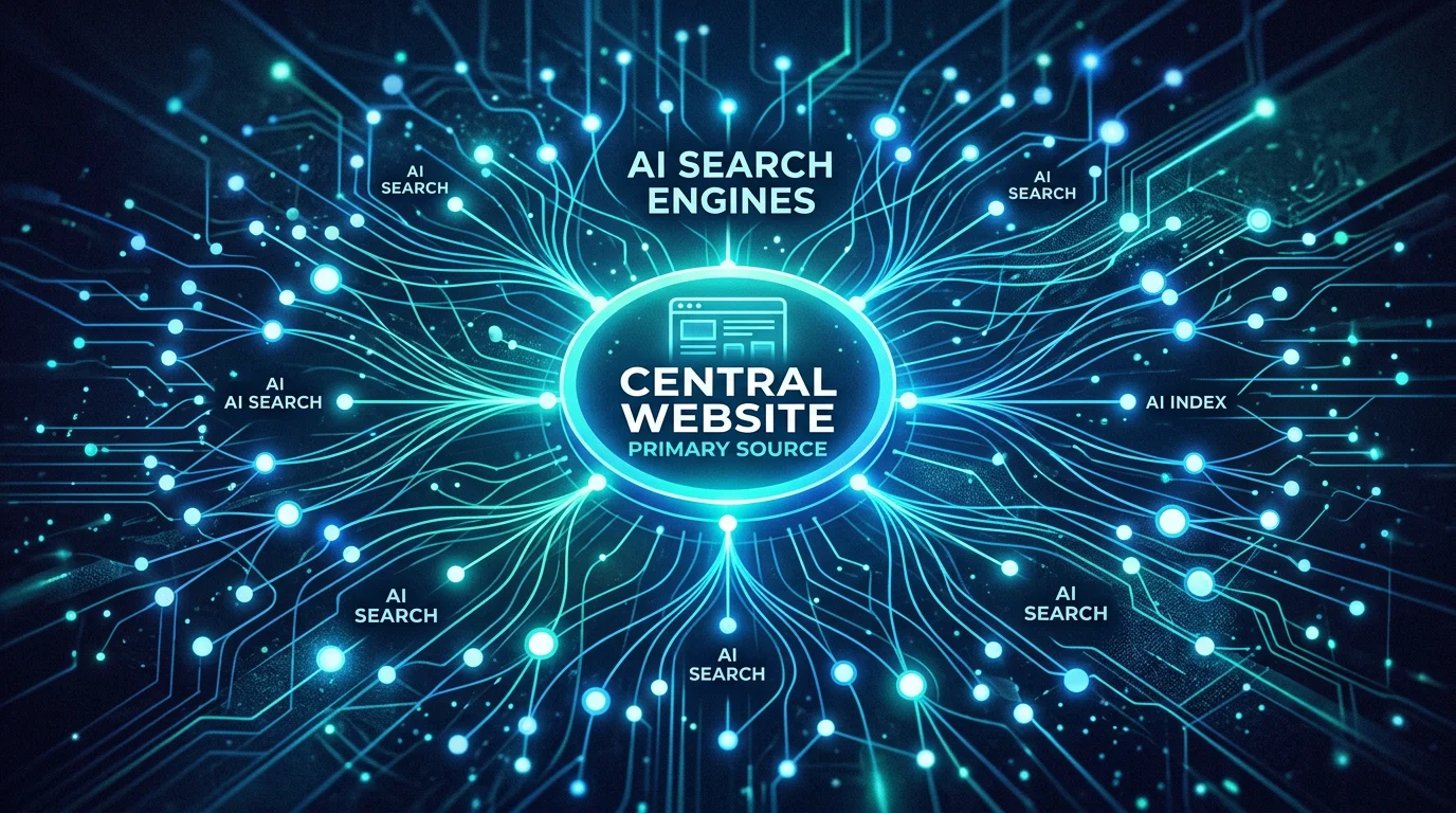 Conceptual visualization of AI engines citing a website