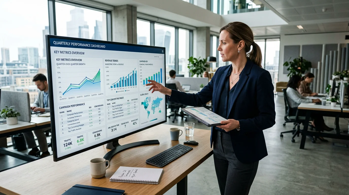 Marketer analyzing organic search performance on a dashboard