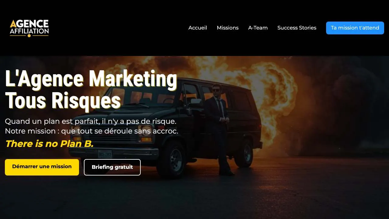 Startseite der Website von Agence Affiliation