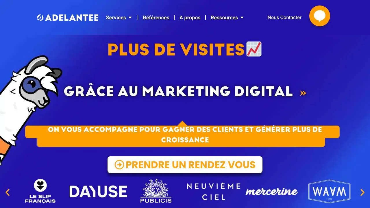 Startseite der Website der Growth-Marketing-Agentur Adelantee