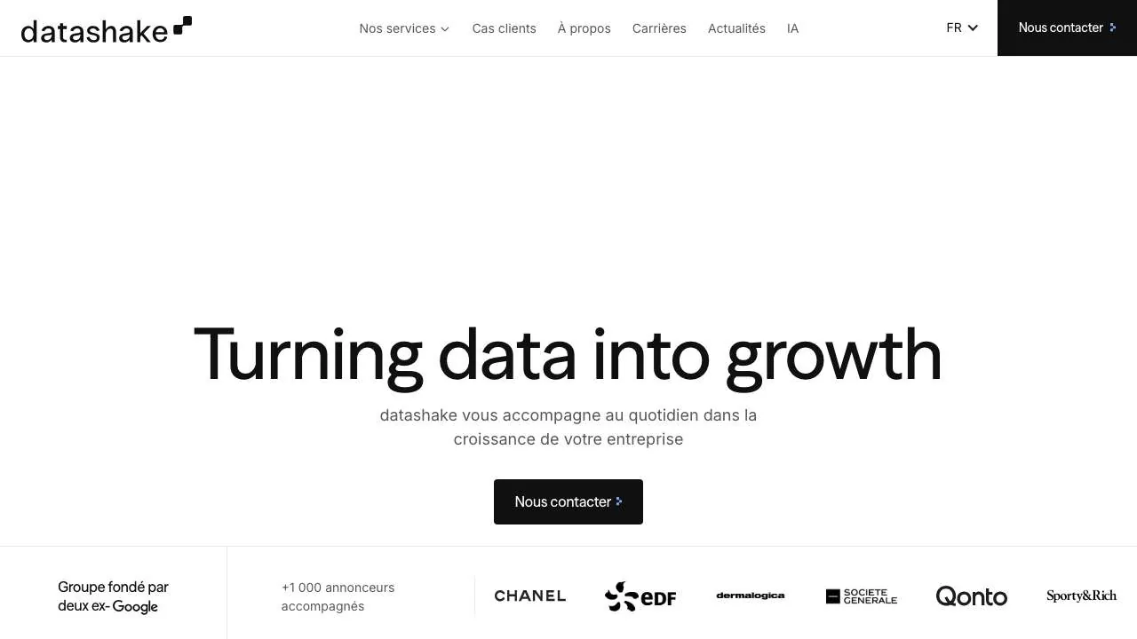Startseite der Website der Digitalgruppe datashake