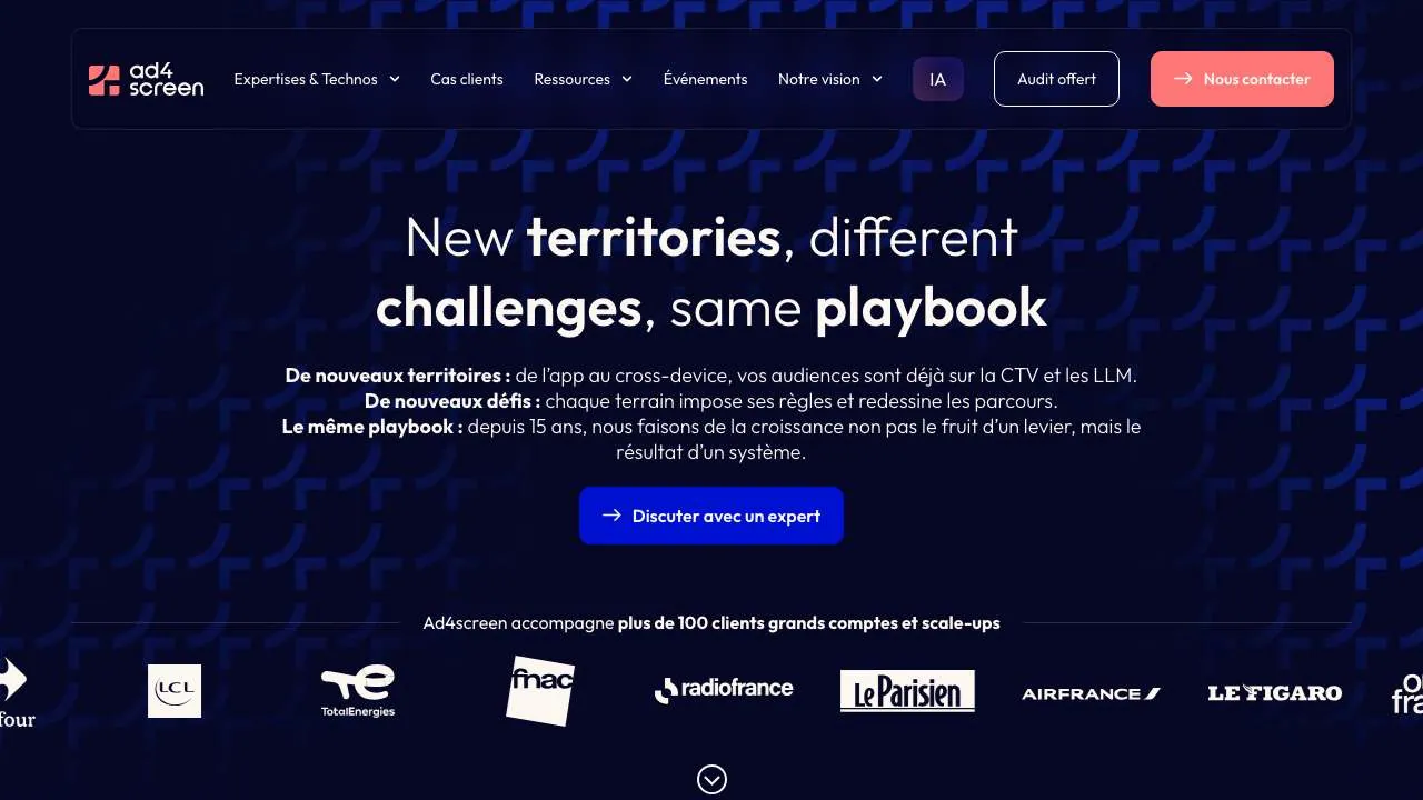 Startseite der Website der App-Marketing-Agentur Ad4Screen