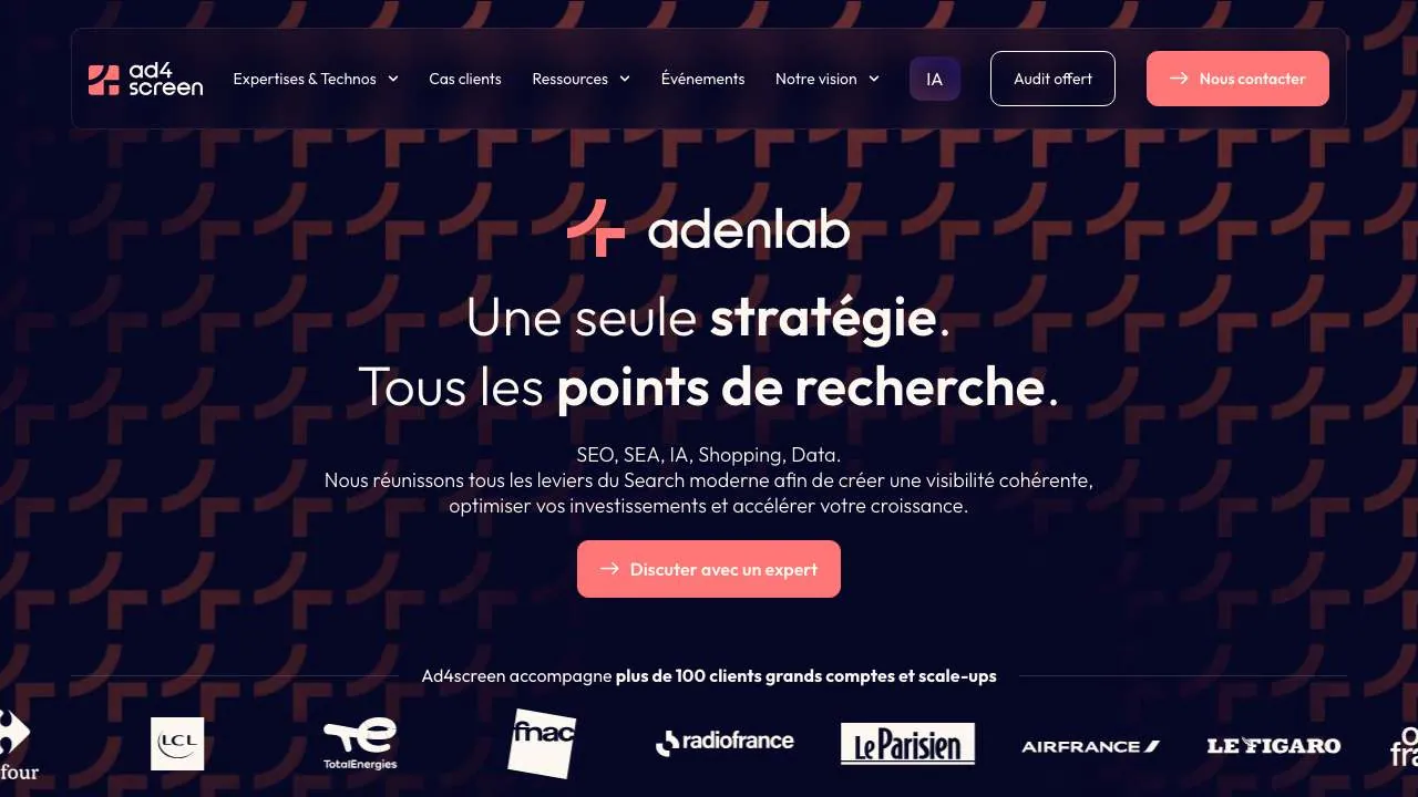Startseite der Website der Suchagentur Adenlab