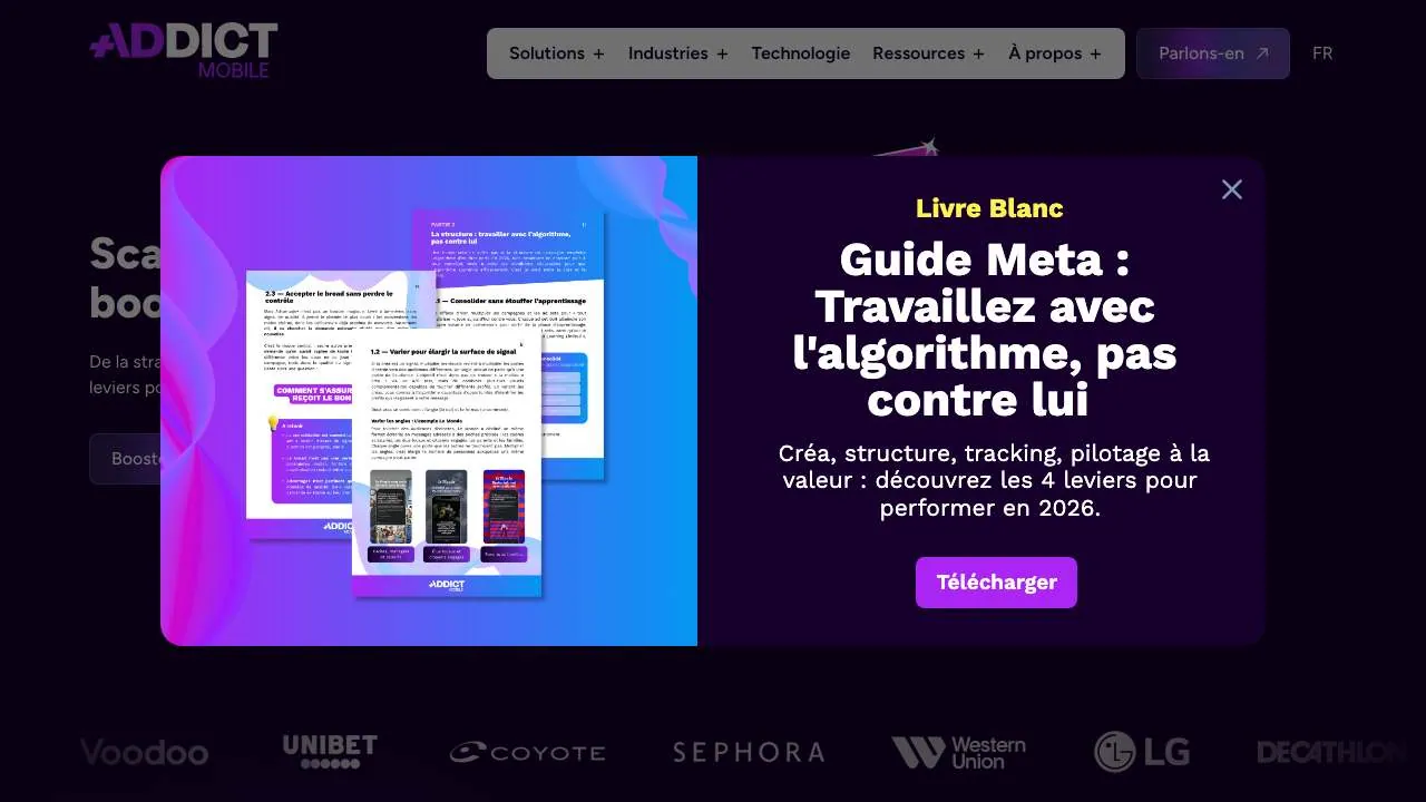 Startseite der Website der Performance-Marketing-Agentur Addict Mobile