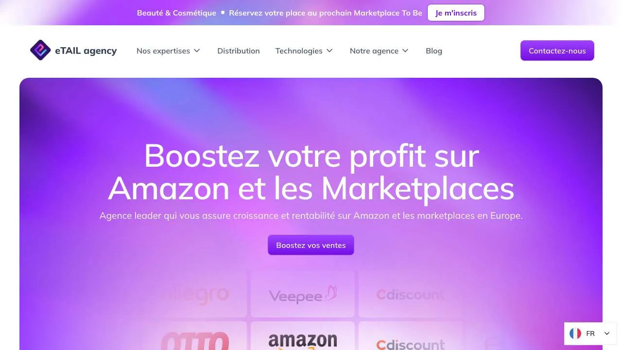 Startseite der Website der Amazon- und Marktplatzagentur eTAIL Agency
