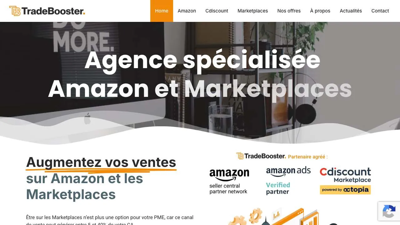 Startseite der Website der Amazon- und Marktplatzagentur TradeBooster