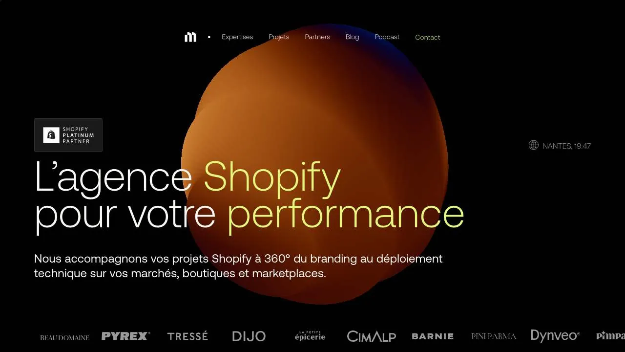 Startseite der Website der Shopify-Agentur Moon Moon