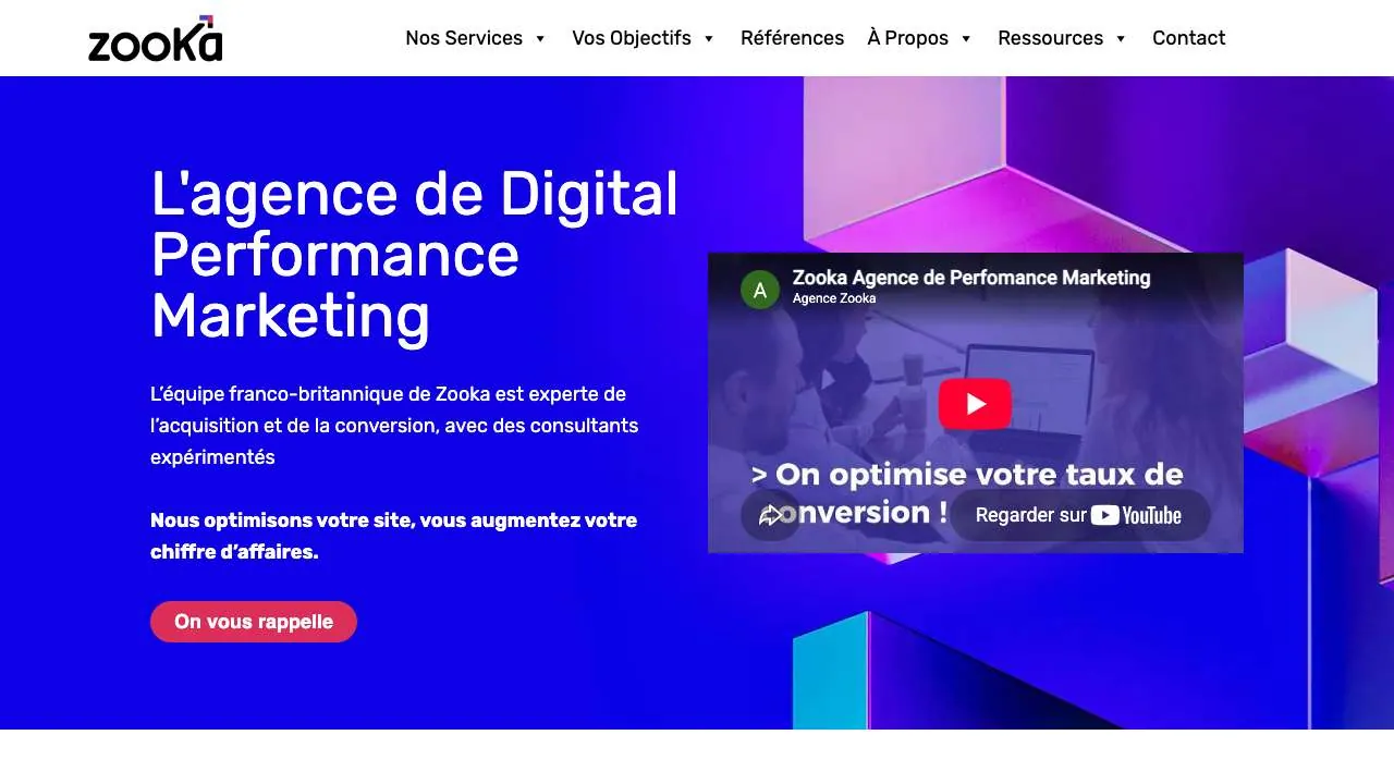 Startseite der Website der Agentur für digitale Leistung Zooka