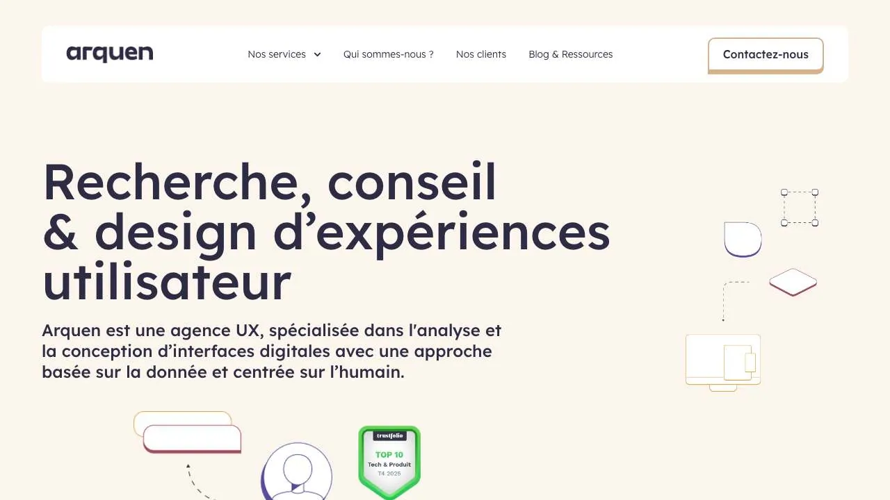 Startseite der Website der UX-Design-Agentur Arquen