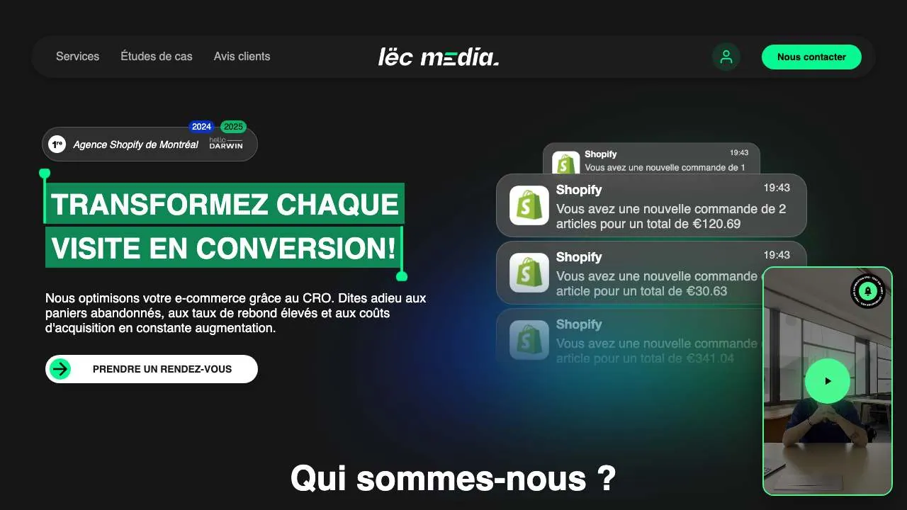 Startseite der Website der CRO-Agentur Lec Media