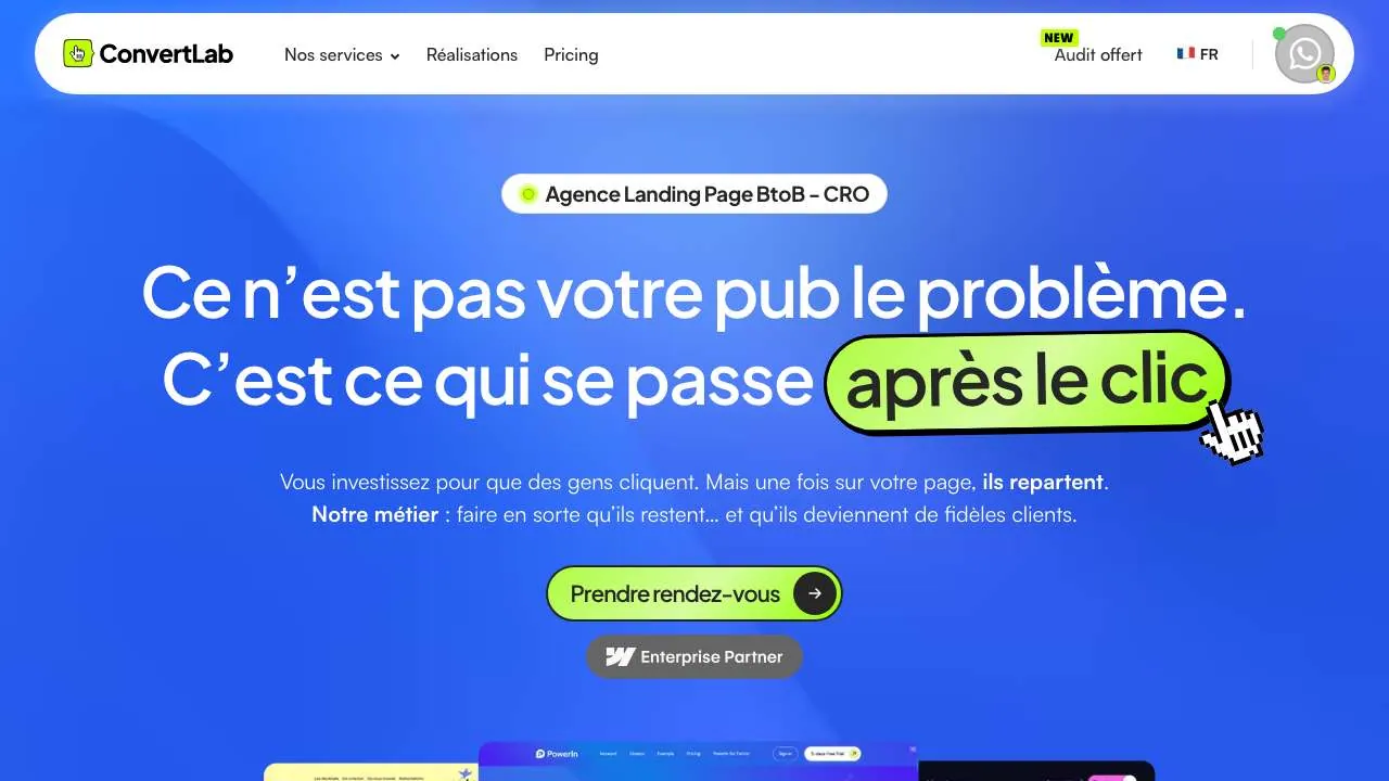 Startseite der Website der Landingpage- und CRO-Agentur ConvertLab