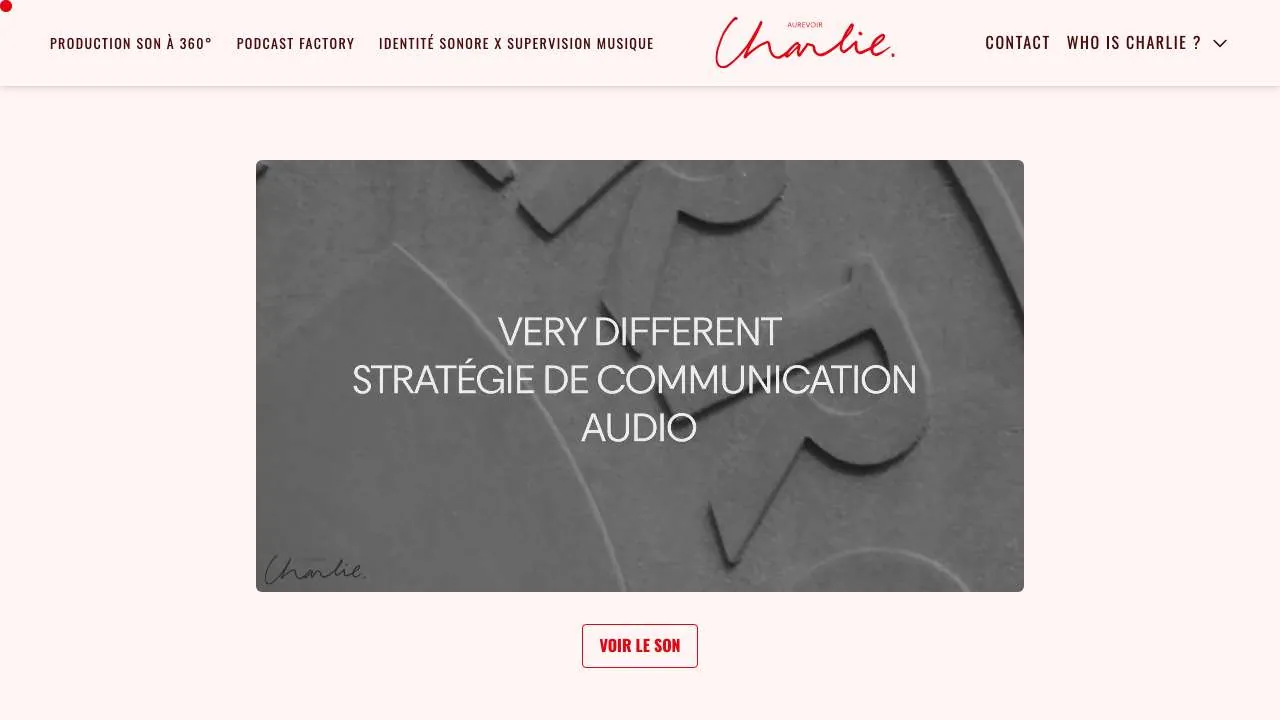 Startseite der Website der Audioagentur Aurevoir Charlie