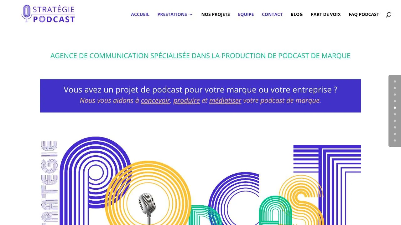 Startseite der Website der Agence Strategie Podcast