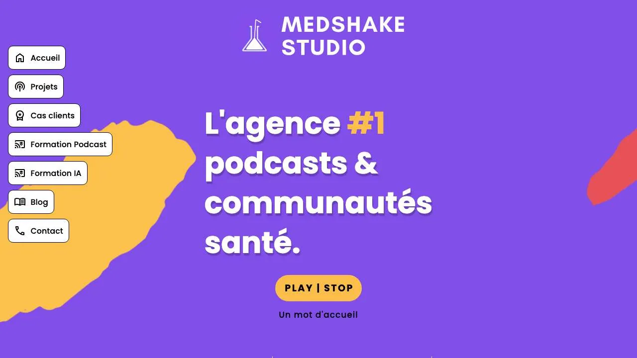 Startseite der Website des Gesundheitspodcast-Studios MedShake