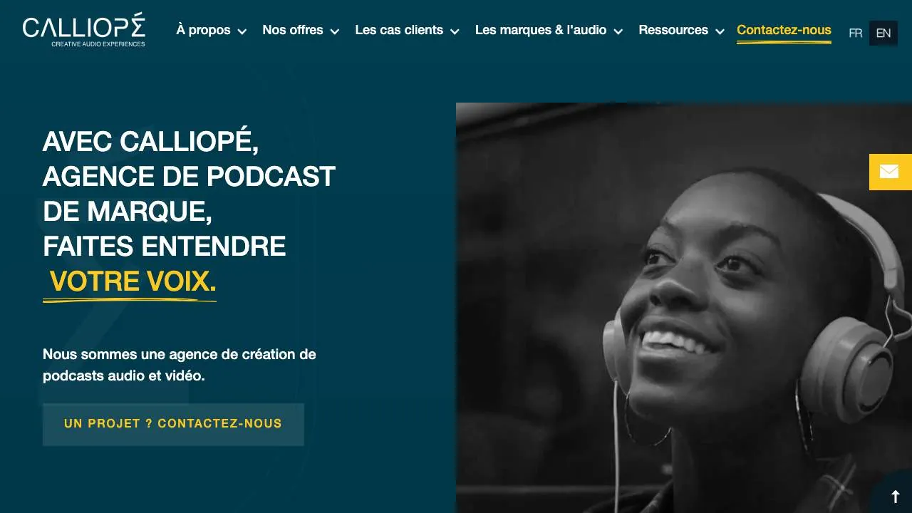 Startseite der Website der Markenpodcast-Agentur Calliope