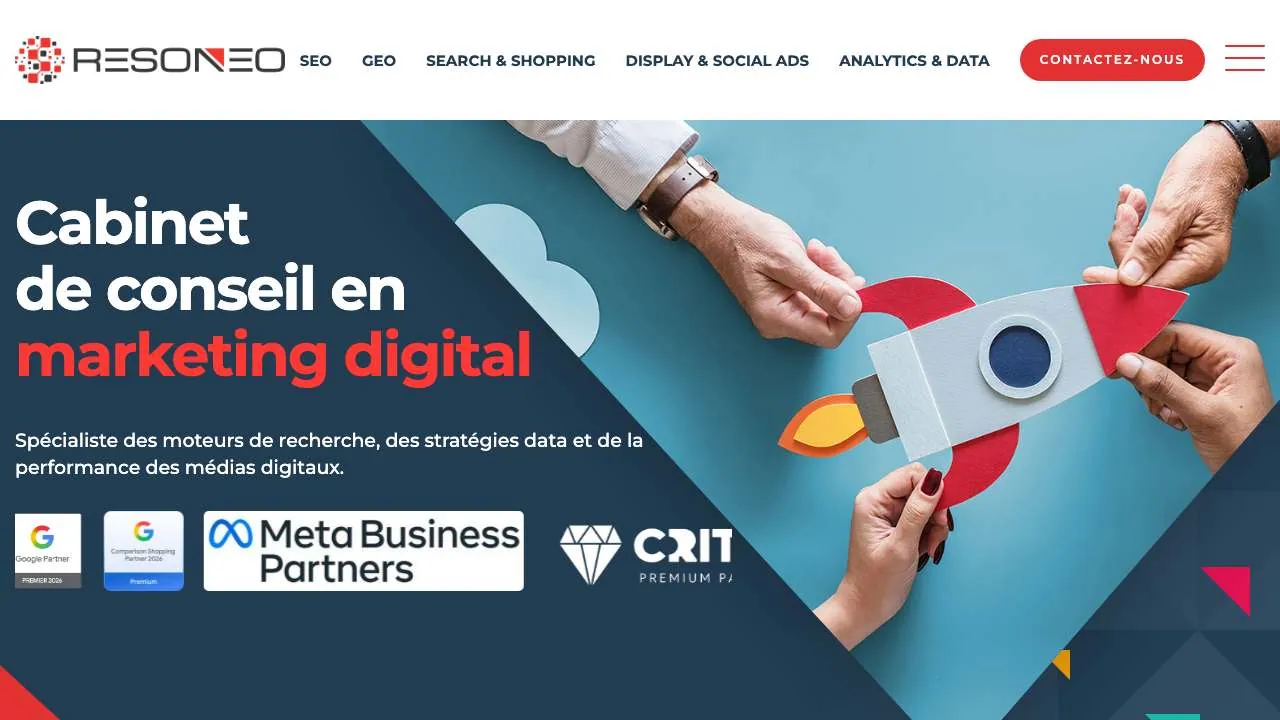 Startseite der Website der Digitalmarketing-Beratung Resoneo