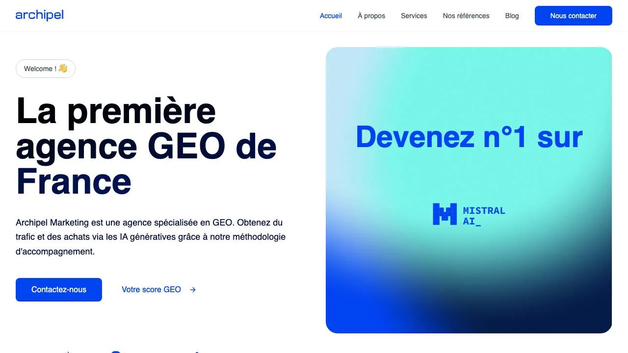 Startseite der Website der GEO-Agentur Archipel Marketing