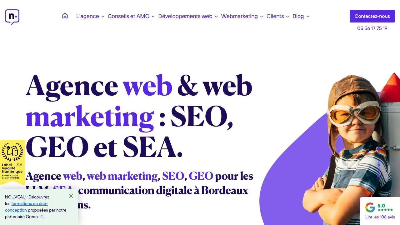 Startseite der Website der Webmarketing-Agentur Natural Net
